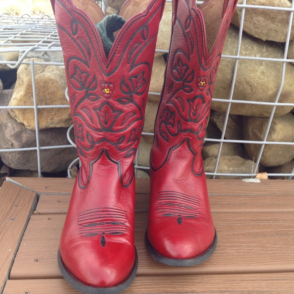 Ariat Boots, Red with Black